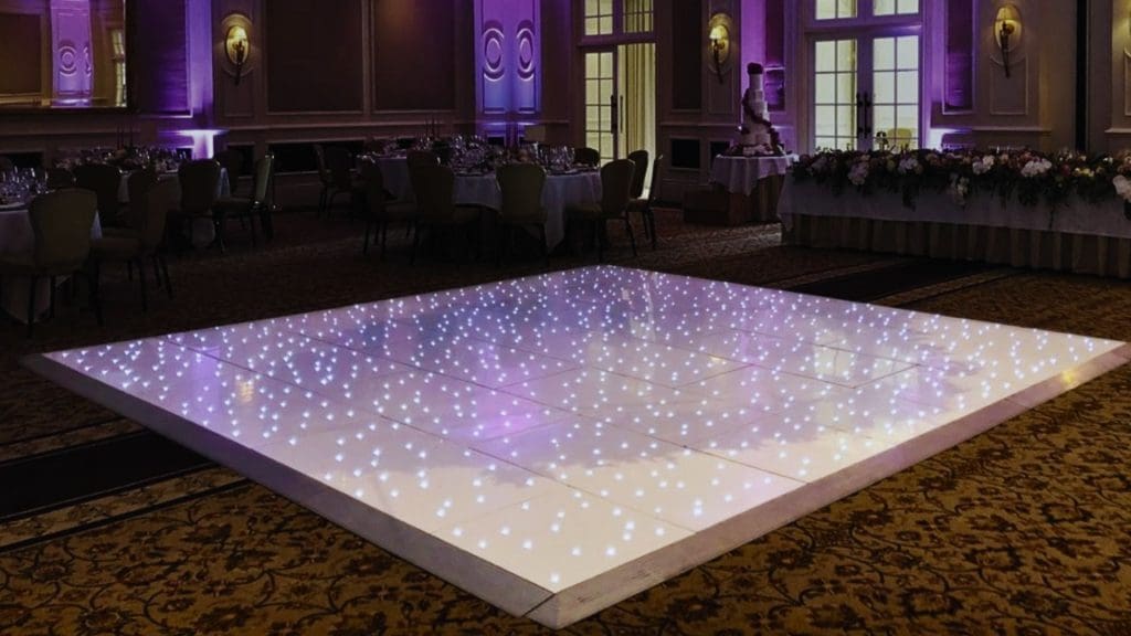 White LED dance floor included in our Wedding DJ Packages