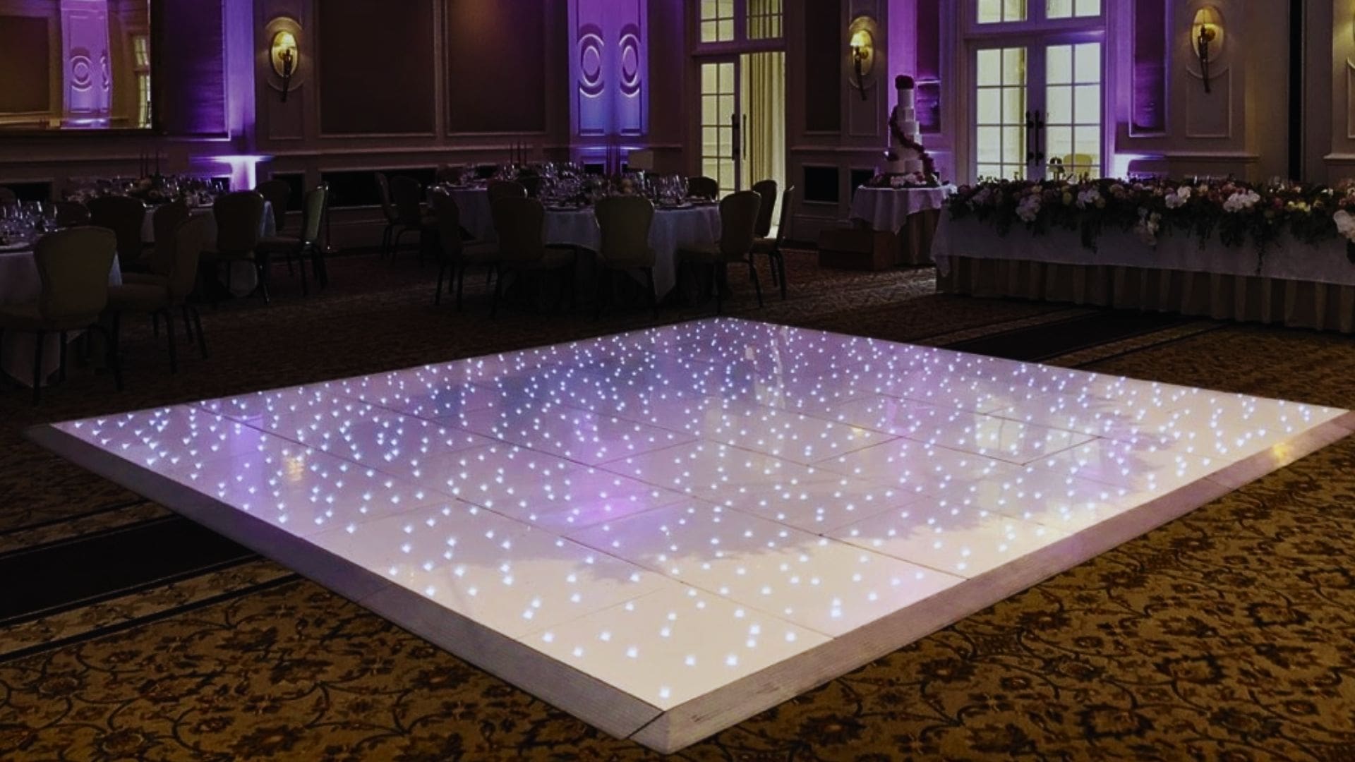 White LED dance floor included in our Wedding DJ Packages