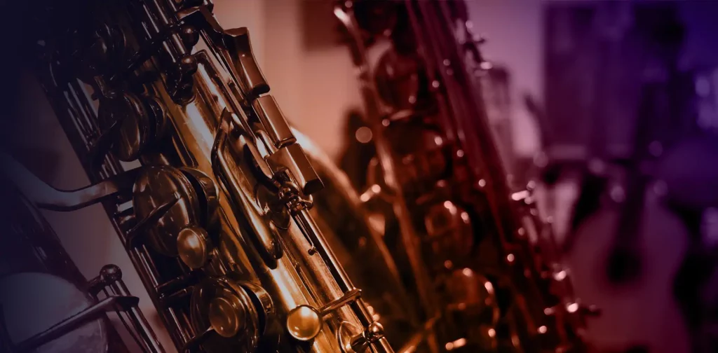 Close-up of saxophone in Oxfordshire by clients seeking wedding saxophone hire.